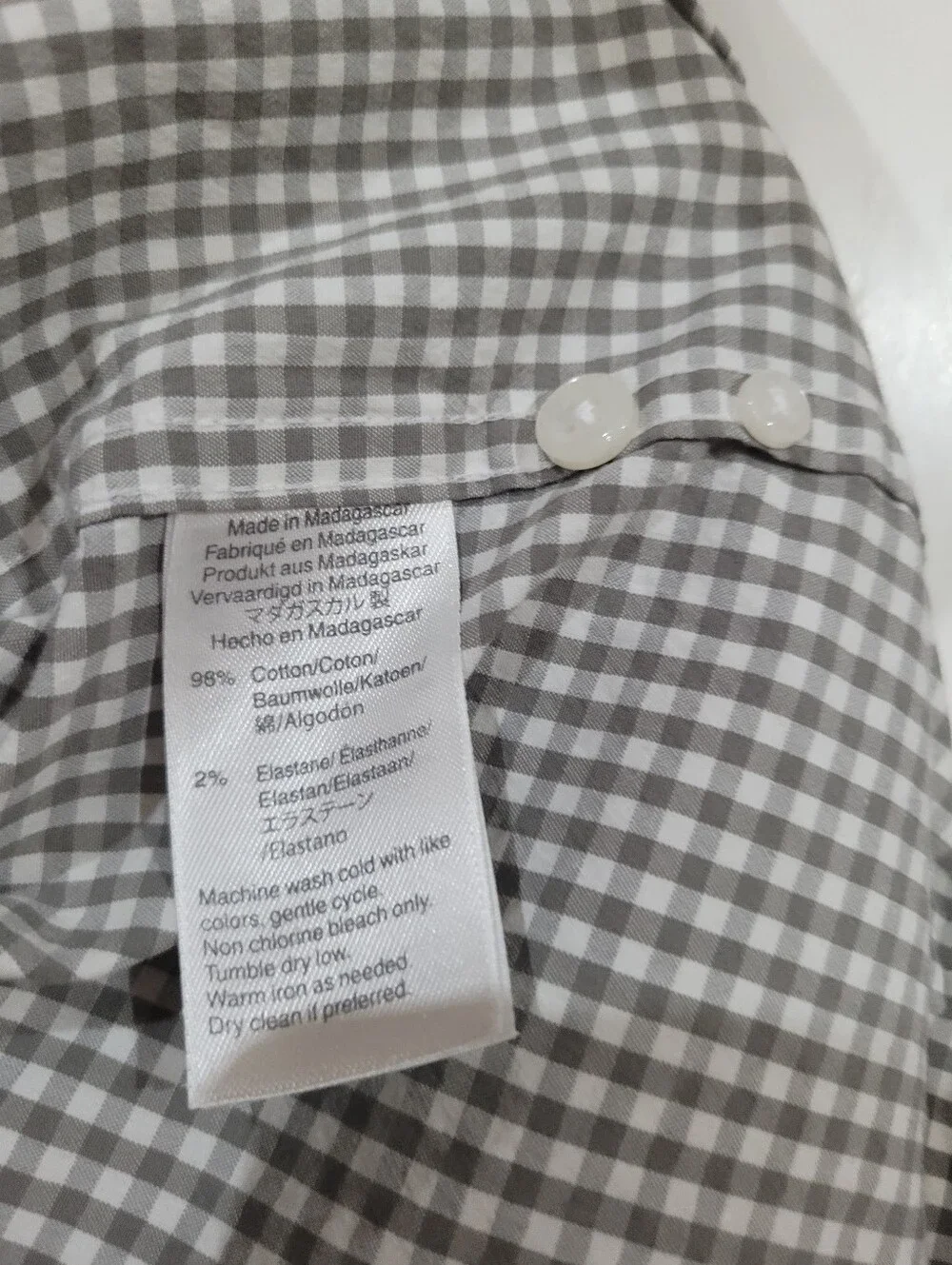 J. Crew Men's Secret Wash Slim Long-Sleeve Gray Small Check Button-Down XXL 2XL